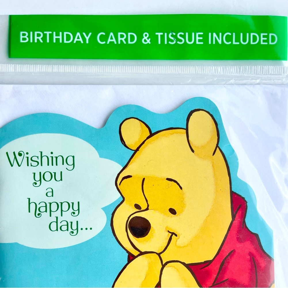 NEW 3pc Disney Winnie the Pooh Greeting Gift Card & Todsue Paper w/ Envelope